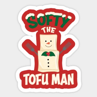 Vegan Christmas Softy the Tofu Man Funny Tofu Sticker